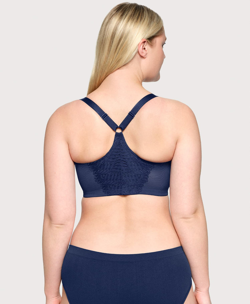 Front-Closure T-Back WonderWire Bra Blue | Glamorise Plus Size Bras