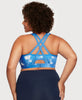 Front-Closure Zip Up Sports Bra Blue Tie-Dye