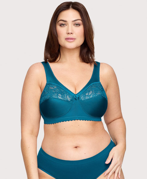 ASOS DESIGN Elsie satin barely there lace bra in dark teal