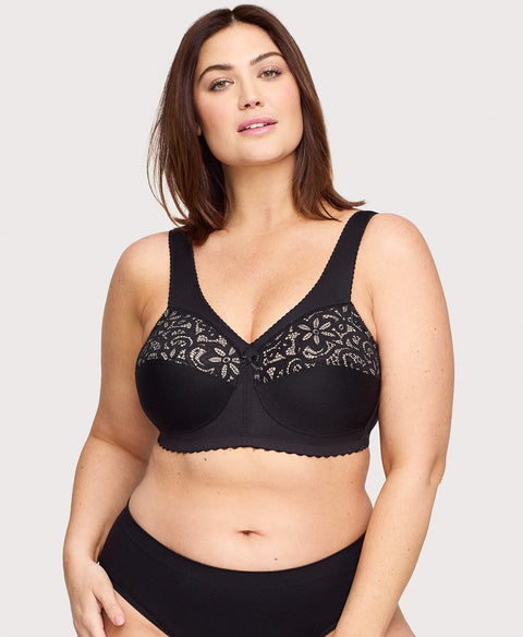 Women's Cotton Full Coverage Wirefree Non-padded Lace Plus Size