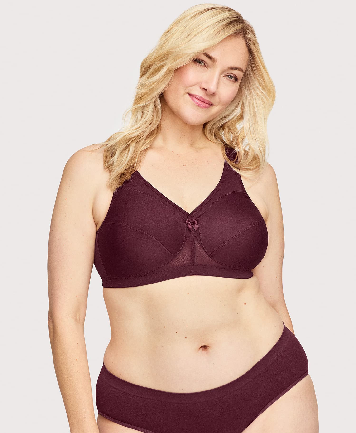 Women's Full Figure Plus Size Push Up MagicLift Original Wirefree Support  Bra, Wine Red 32DDD Cup