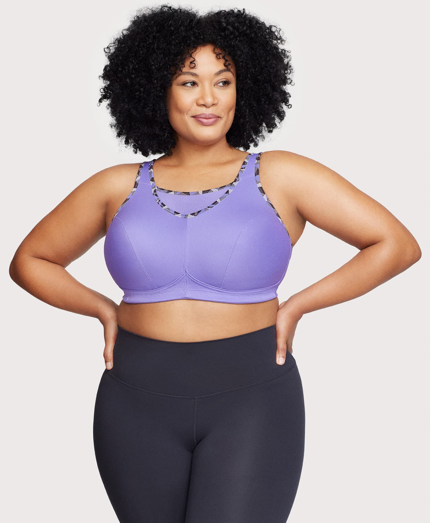  Full Figure Plus Size No-Bounce Camisole Sports Bra Wirefree  #1066 Rose Violet