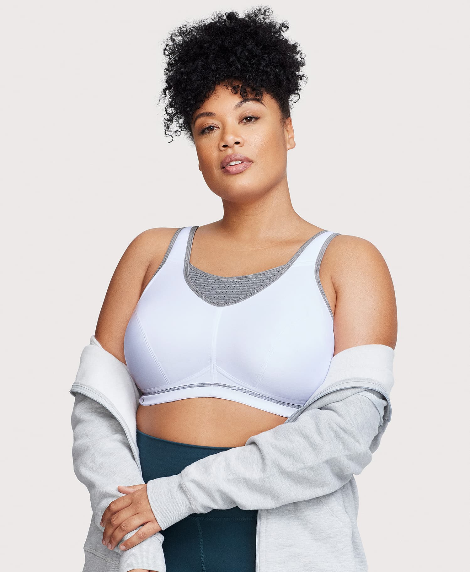 No Bounce Camisole Elite Sports Bra White Gray