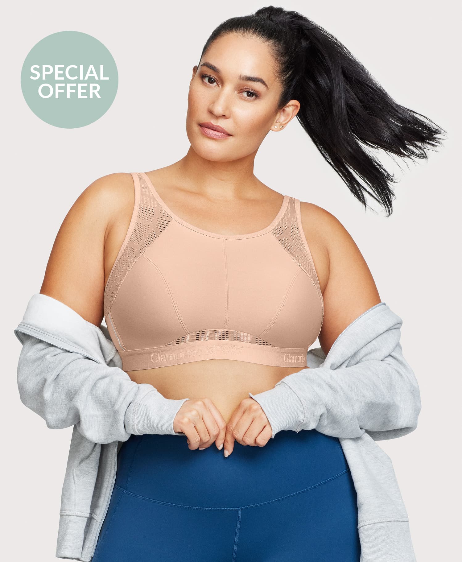 No Sweat Mesh Sports Bra Cafe