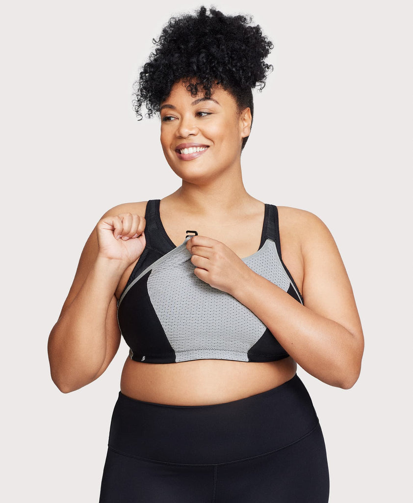 Working Controller Bra Glamorise Custom Control Sports Bra Black/Gray | Glamorise