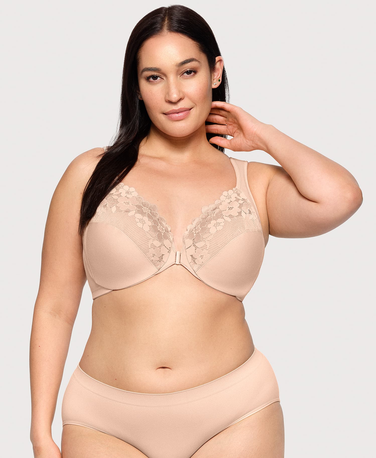 Front Closure Cotton WonderWire Bra Cafe