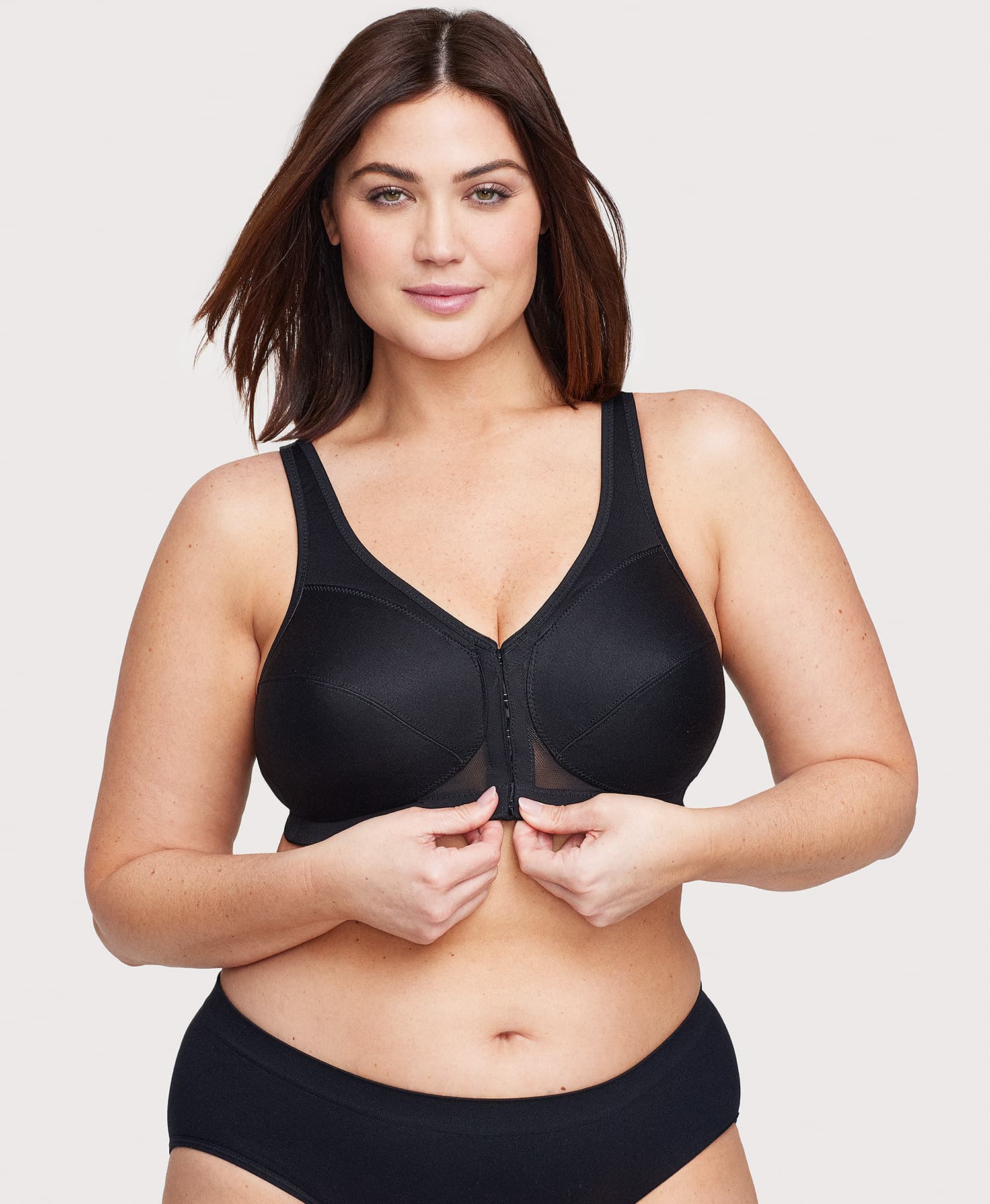 Leading Lady The Lora - Back Smoothing Lace Front-closure Bra In Black, Size:  38c : Target