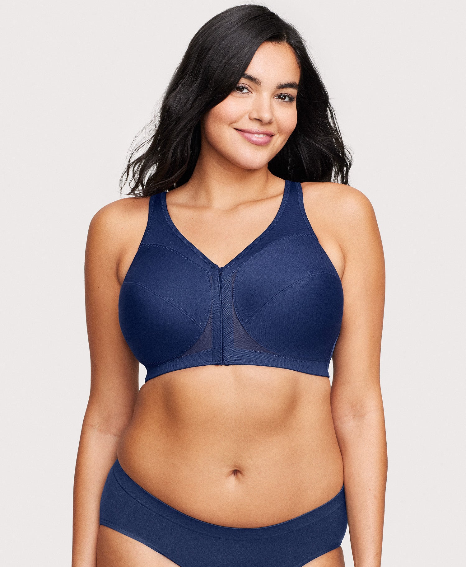 Plus size full cup front closure X back non-padded wireless bra