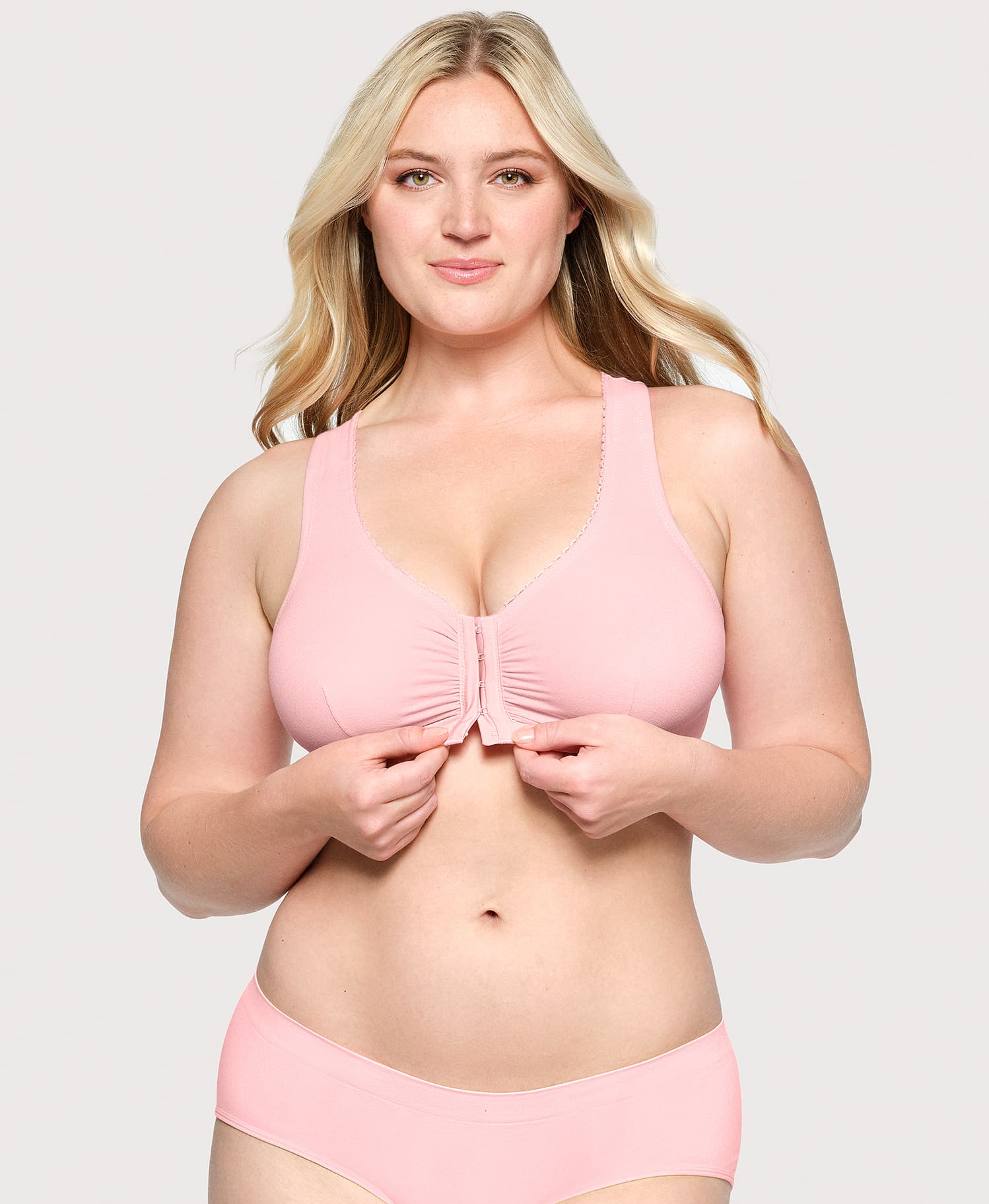 Front Closure Cotton T Back Comfort Bra Blush