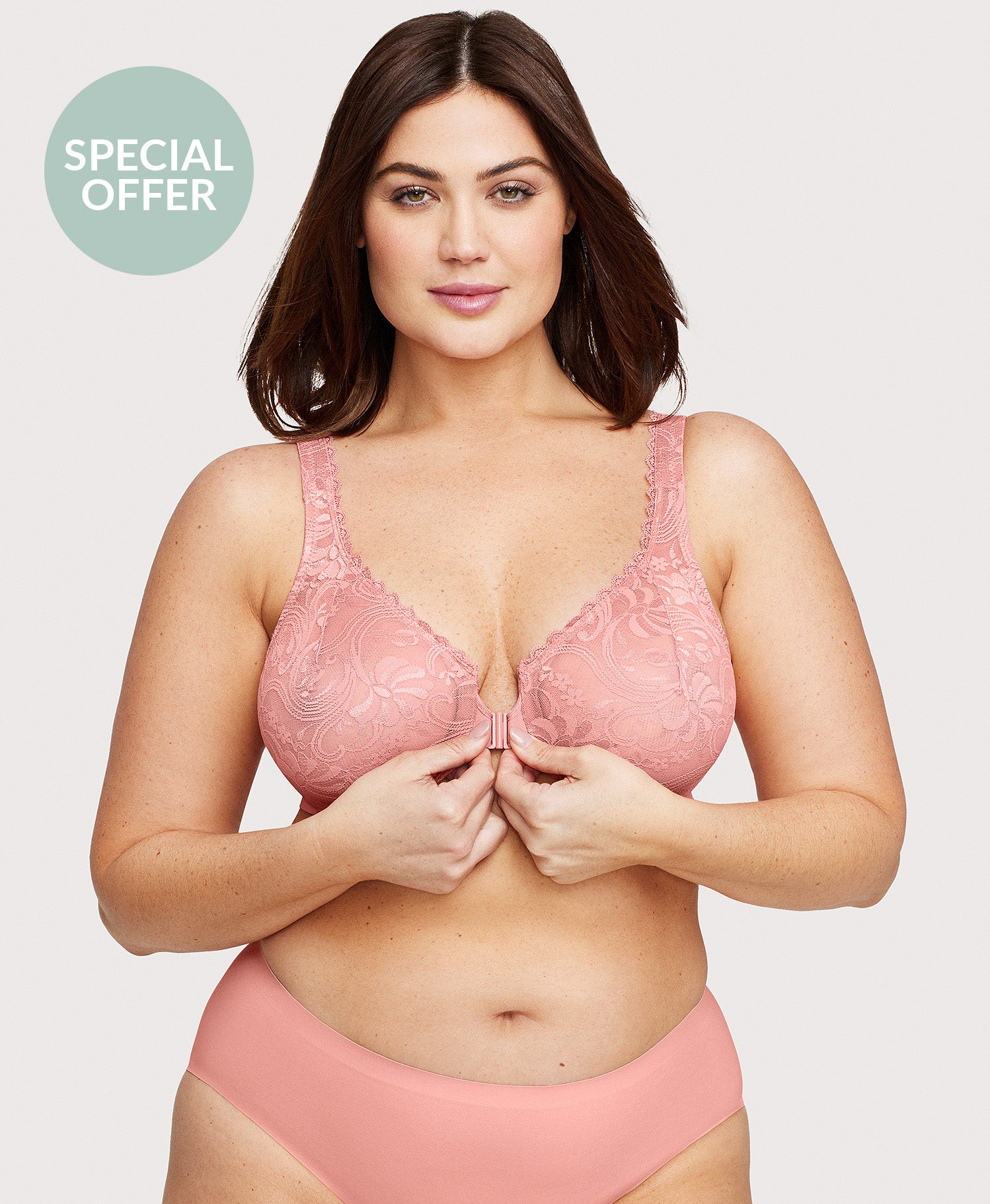 Front Closure Stretch Lace WonderWire Bra