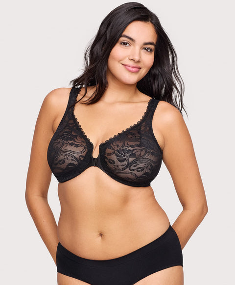 WonderWire Front-Closure Stretch Lace Bra