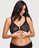 Front-Closure Stretch Lace Posture Back WonderWire Bra Black