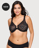 Front-Closure Stretch Lace Posture Back WonderWire Bra Black