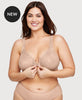 Front-Closure Stretch Lace Posture Back WonderWire Bra Cafe