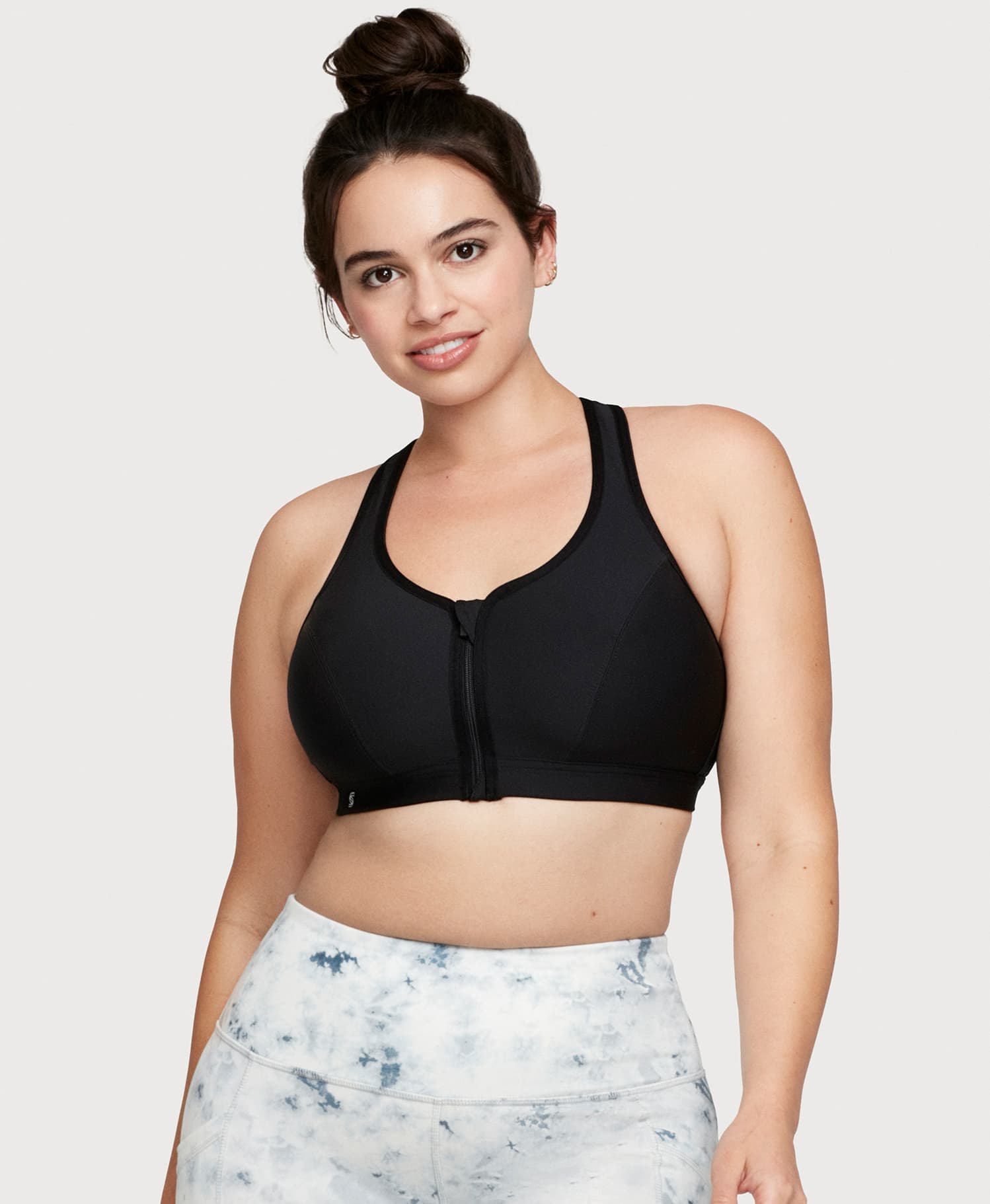 Sports bra with a front closure and high support - Black - Sz. 42 -  Zizzifashion