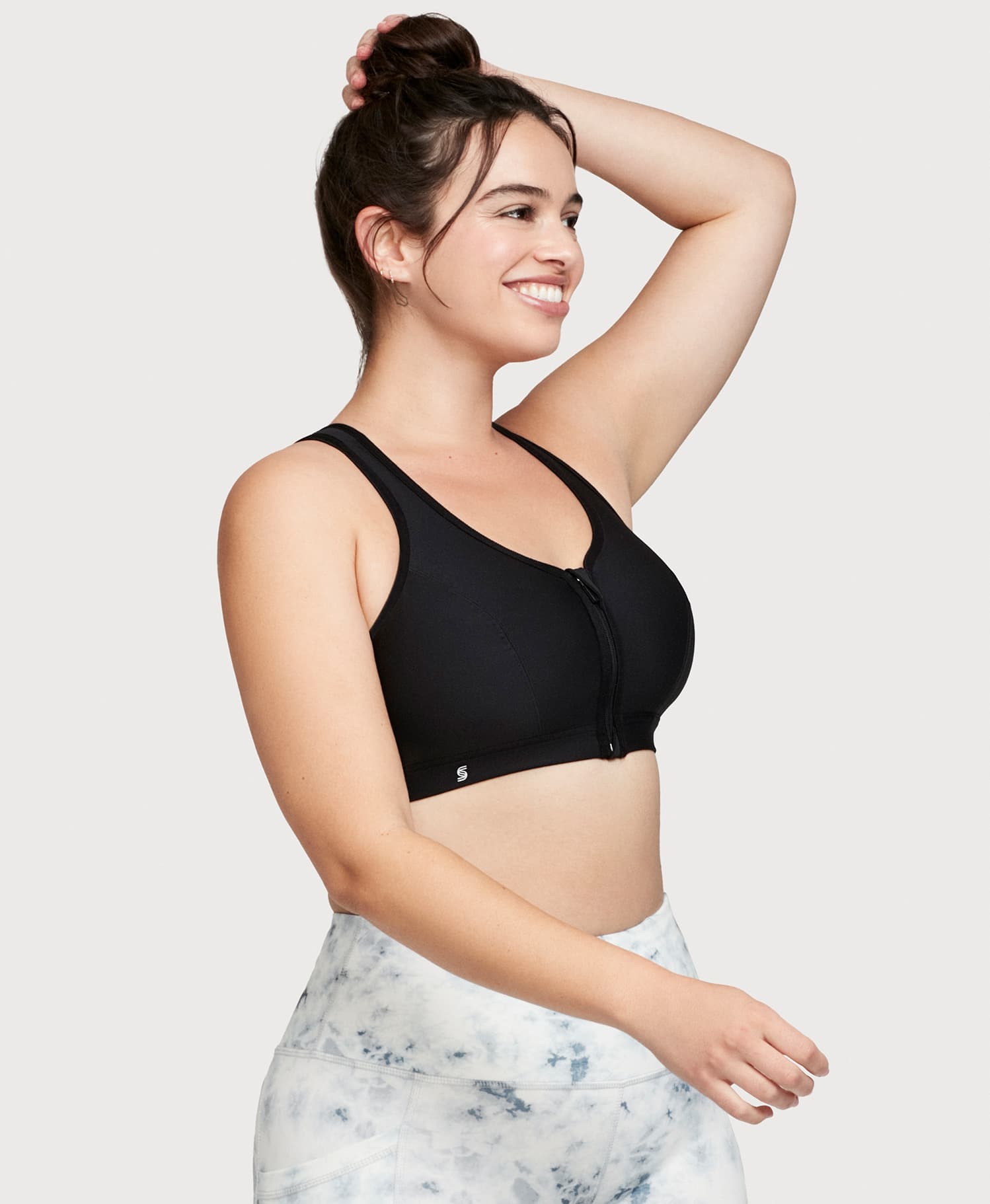  Women's Zip Front Sports Bra, Adjustable Plus Size