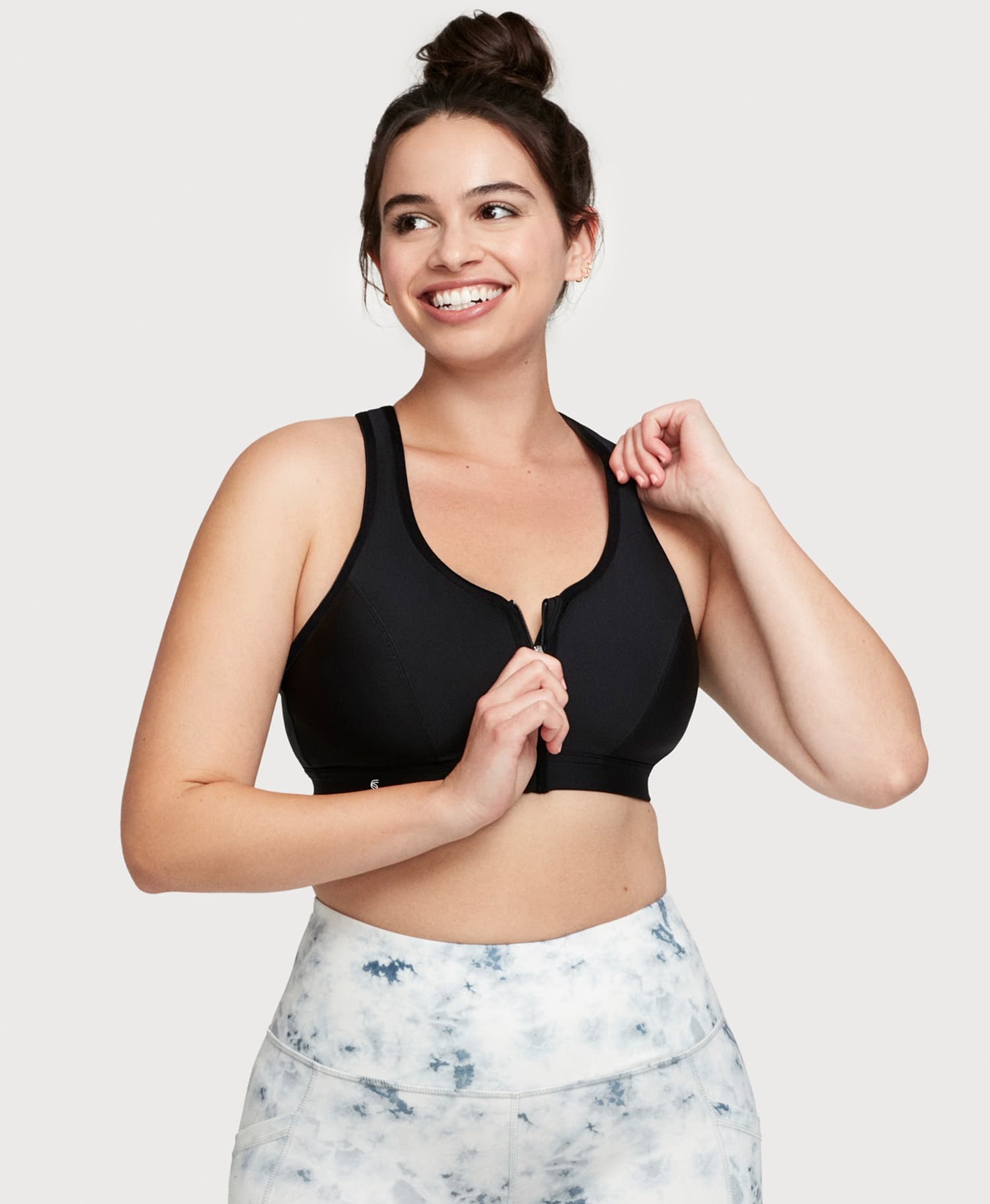 Plus High Support Zip Front Sports Bra