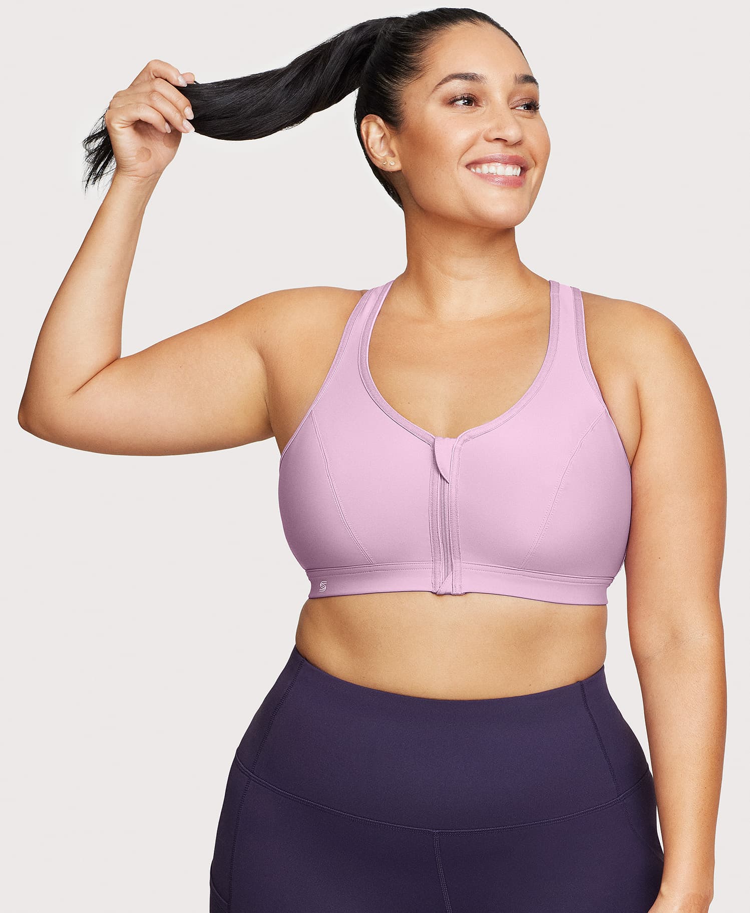 Front-Closure Zip Up Sports Bra Lavender Glamorise