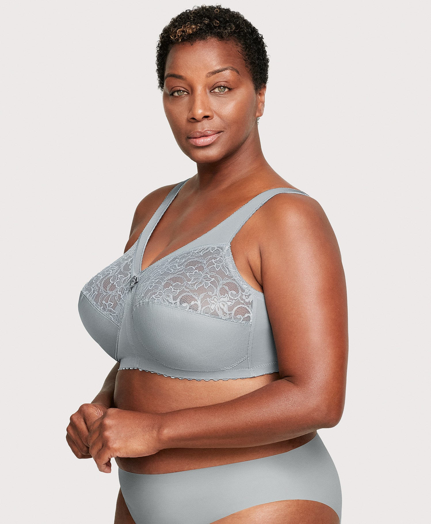 Greyghost 1Pc Women Lace Bralette Padded Wireless Bra Floral Lace Bra Front  Closure Back Smoothing Demi Bra Lace Bras Push up Thin Soft Bra Gray 6XL