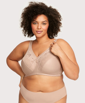 Bramour by Glamorise Women's Full Figure Plus Size Luxury Underwire Back  Close Sheer Lace Bra-Soho #7004, Nude, 42D : : Clothing, Shoes &  Accessories