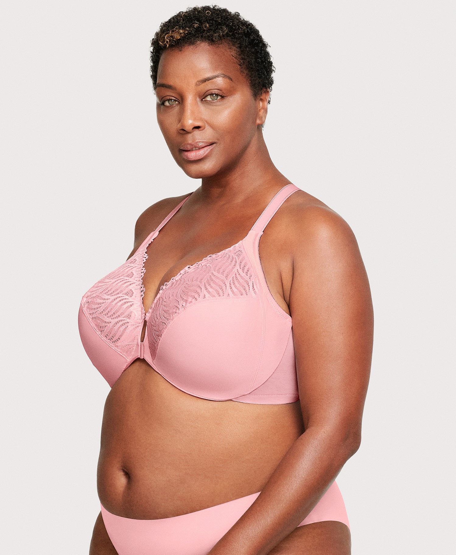 T-Back Front-Close Underwire Bra Pink Blush