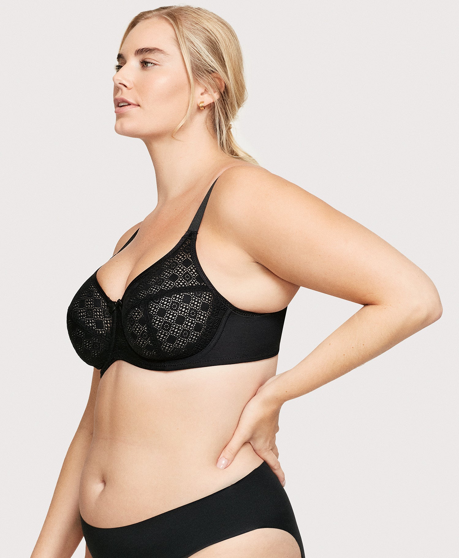 Womens Plus Size Full Coverage Underwire Unlined Minimizer Lace Bra Black  34F